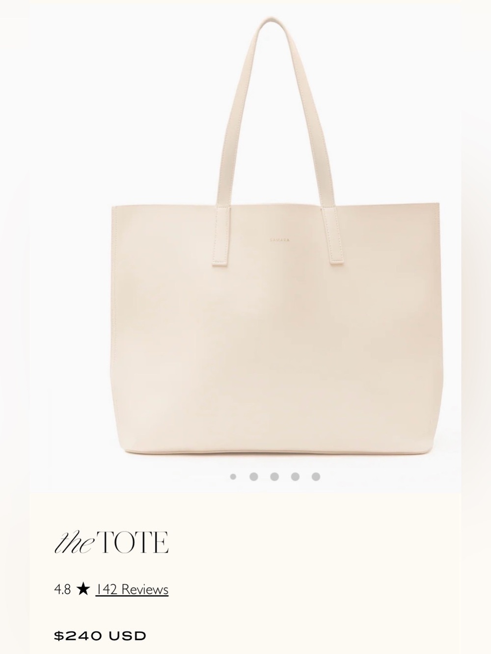 Samara Everyday Cream Tote Bag with Top Handles